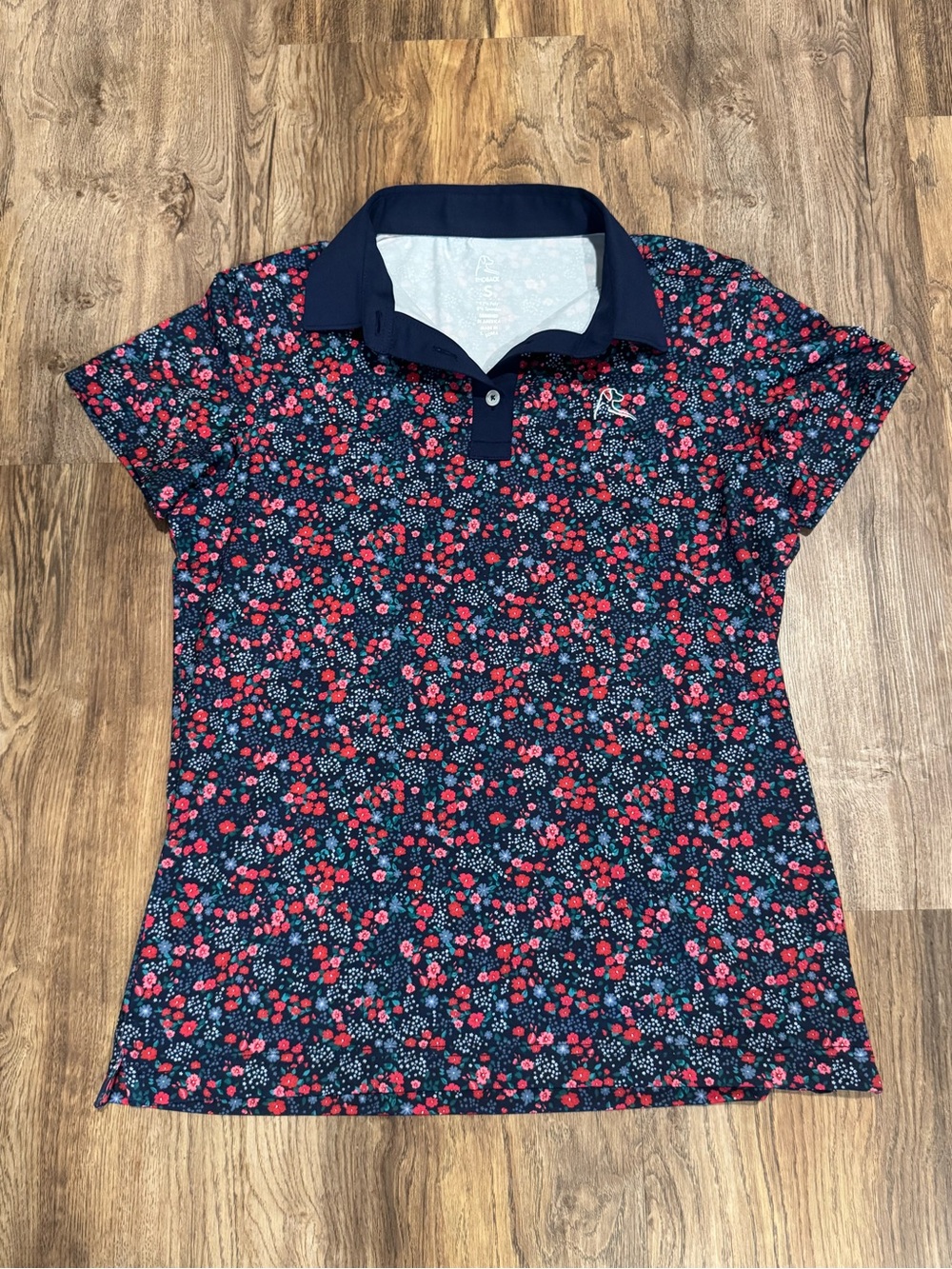 Rhoback Women’s Short Sleeve Performance Polo Floral Print Size Small